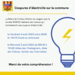 En raison de travaux, des coupures d’électricité sont à prévoir.