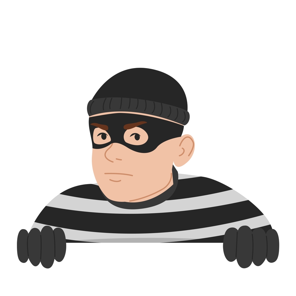 Criminal,Looking,Out,Of,Corner,Vector,Isolated.,Illustration,Of,A