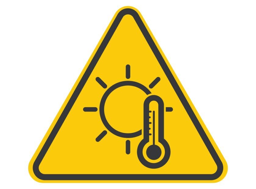 Caution,Label,Indicating,Extreme,Heat,And,Uv,Sunlight,Exposure,,Featuring