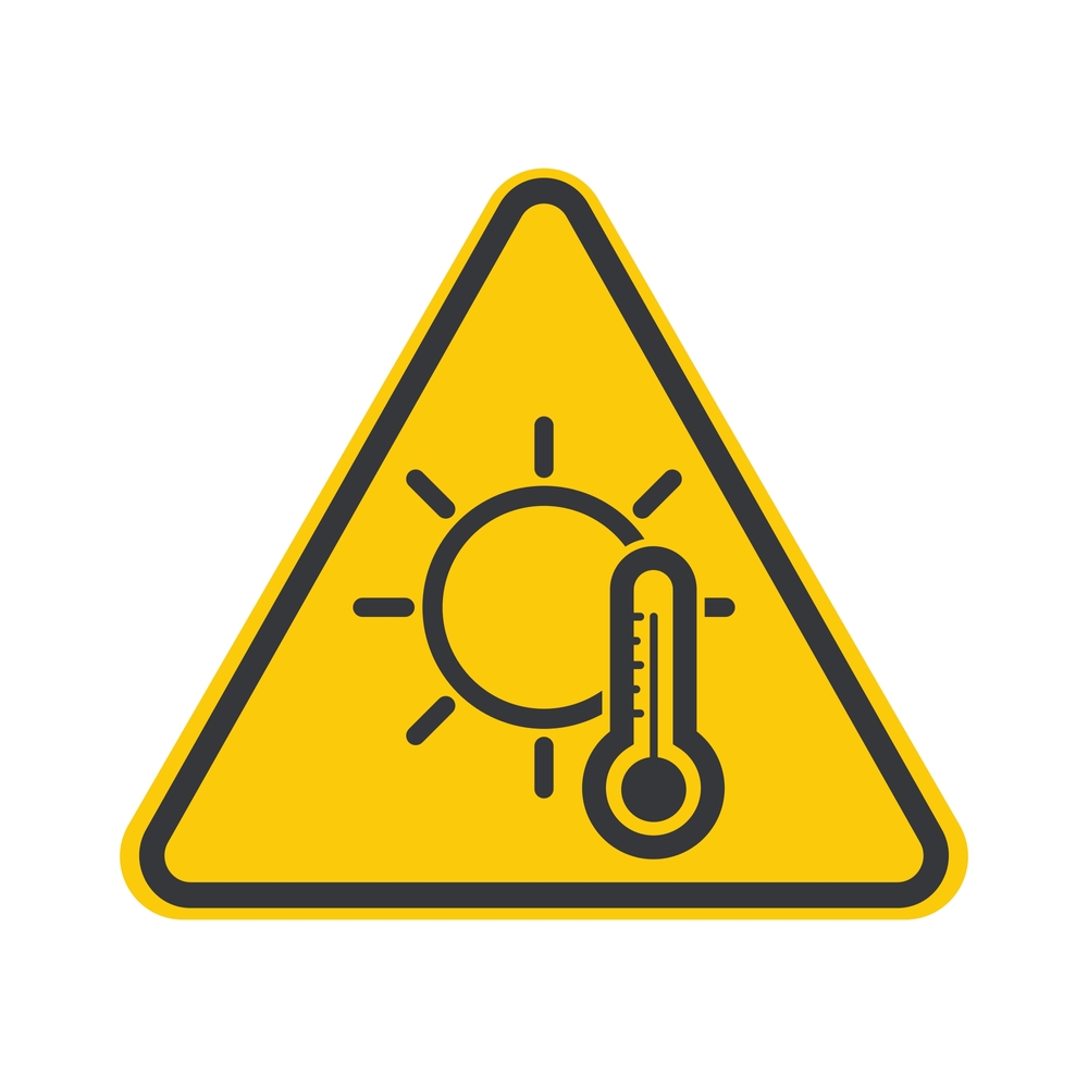 Caution,Label,Indicating,Extreme,Heat,And,Uv,Sunlight,Exposure,,Featuring