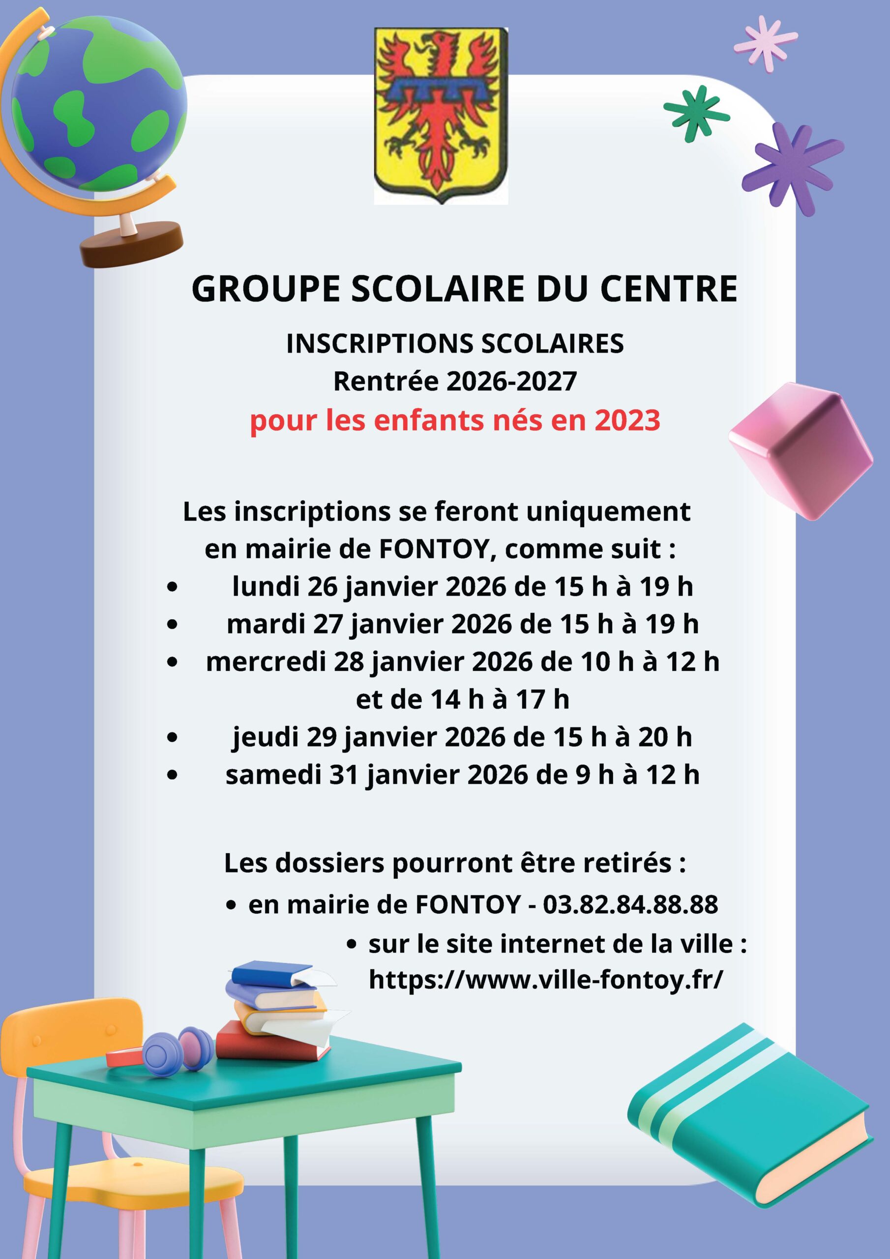 INFORMATION INSCRIPTIONS – Ecole du Centre – 2026-2027