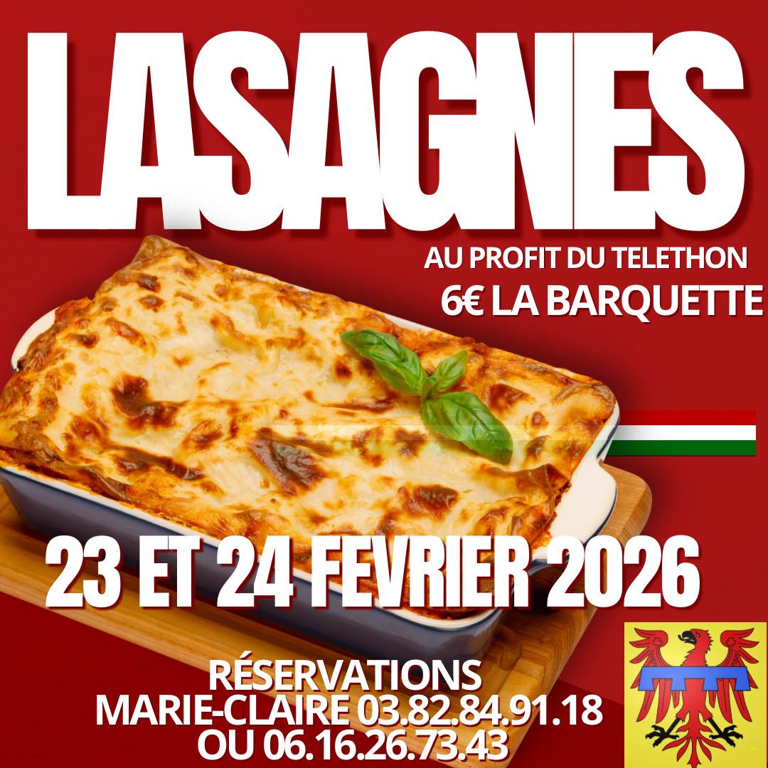 Lasagnes au profit du Téléthon.