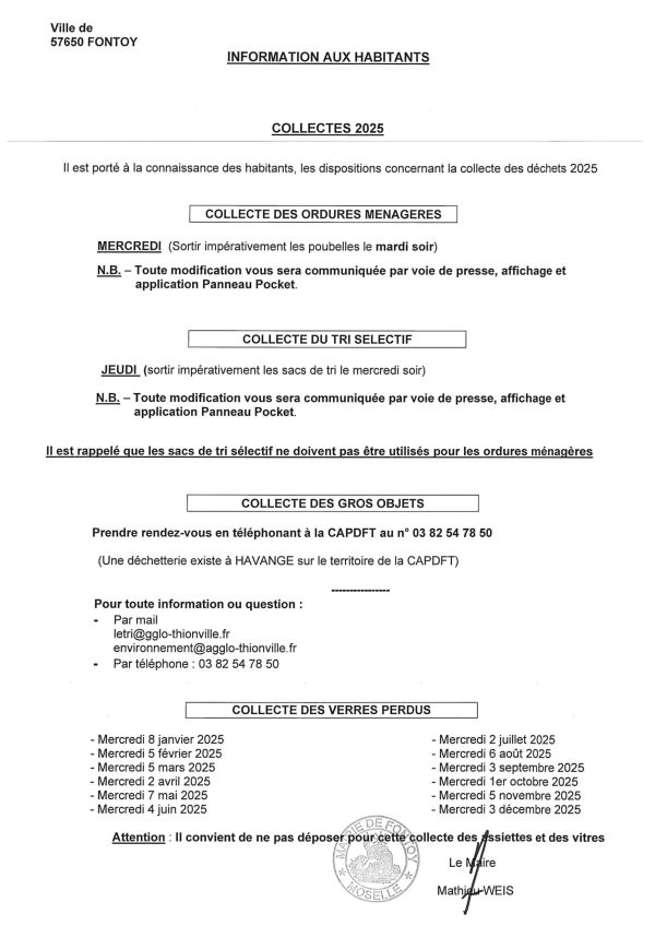 Collectes 2025